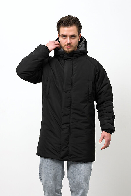Męska ciepła przedłużona kurtka zimowa Snowman Black - #8056126