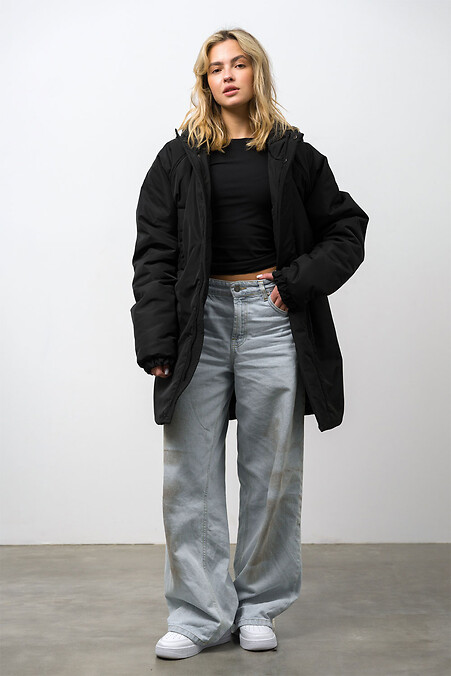 Жіноча Тепла Подовжена Зимова Куртка Парка Snowman Black - #8056127