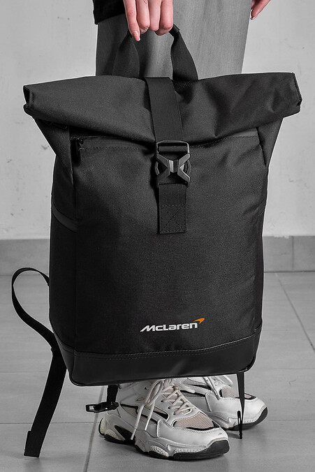Damski plecak szkolny zwijany bez nadruku McLaren Black - #8055131