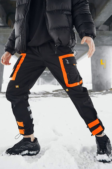 Cargo pants for men Mote black with orange. Trousers, pants. Color: black. #8043136