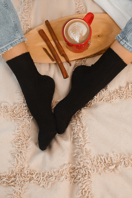 Black merino wool socks - #2040142