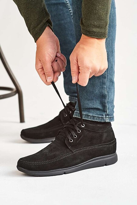 Мужские ботинки замшевые зимние черные. Ботинки. Цвет: черный. #8019144