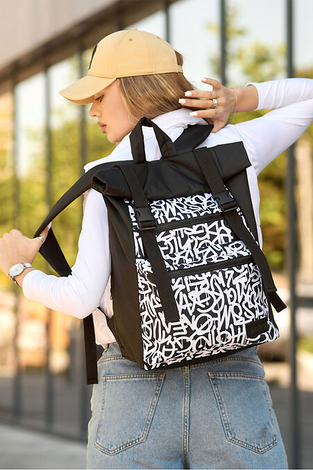 Backpack Sambag RollTop ZARD with "Graphity" print. Backpacks. Color: black. #8045151