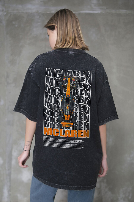 Жіноча Виварена Оверсайз Футболка Washed З Принтом Mclaren Black - #8056151