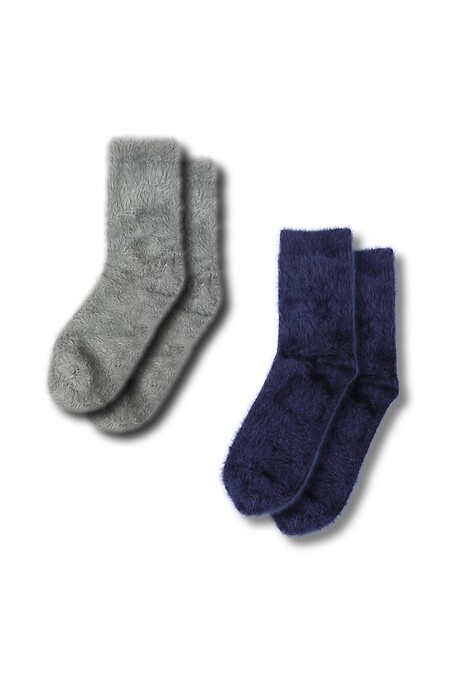 Набор теплых носков Art fur (2 пары). Гольфы, носки. Цвет: синий, серый. #8041156