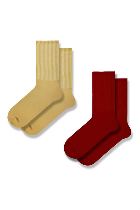Set Bordeaux+Beige with elastic band (2 pairs). Golfs, socks. Color: red, beige. #8041160