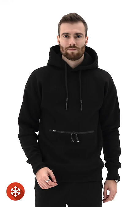 Men's Warm Fleece Hoodie Anorak Black - #8034162