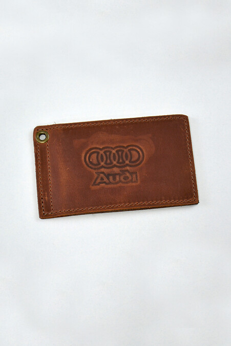 Шкіряна обкладинка на водійські документи AUDI. Гаманці, Косметички. Колір: коричневий. #8046166