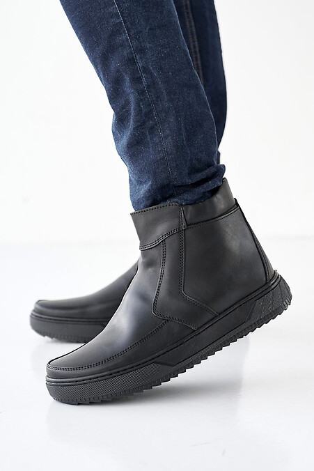 Чоловічі шкіряні черевики зимові чорні. Черевики. Колір: чорний. #2505170