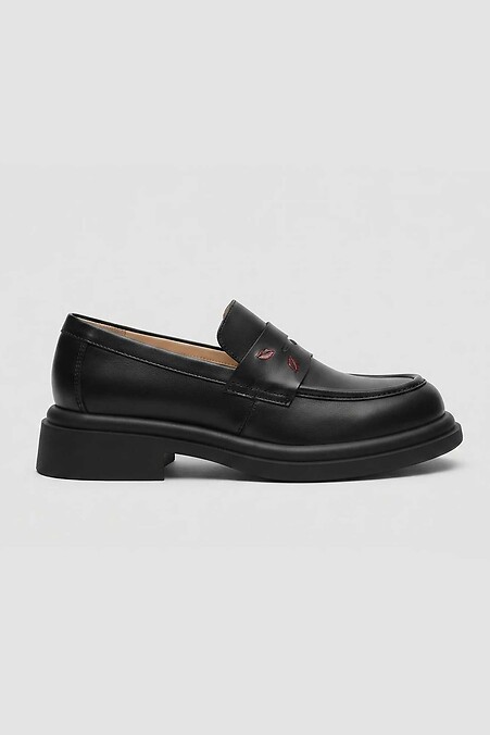 Women's black leather loafers - #4207170