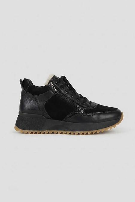Black sneakers with lightning and laces - winter sneakers. - #4207172