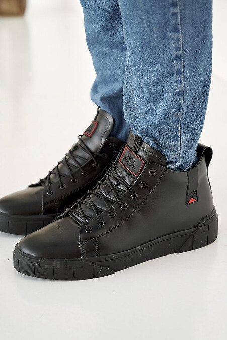 Чоловічі шкіряні черевики зимові чорні. Черевики. Колір: чорний. #2505173
