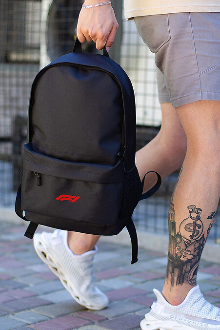Męski plecak szkolny z nadrukiem F1Red czarny - #8055174