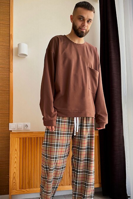 Herren-Pyjama „Loose“. Nacht, nach Hause. Farbe: braun. #8049176