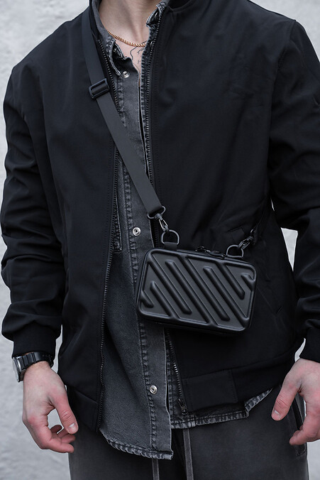 Ander Schwarze Mini-Umhängetasche für Herren, Schultertasche, Crossbody-Tasche - #8056178