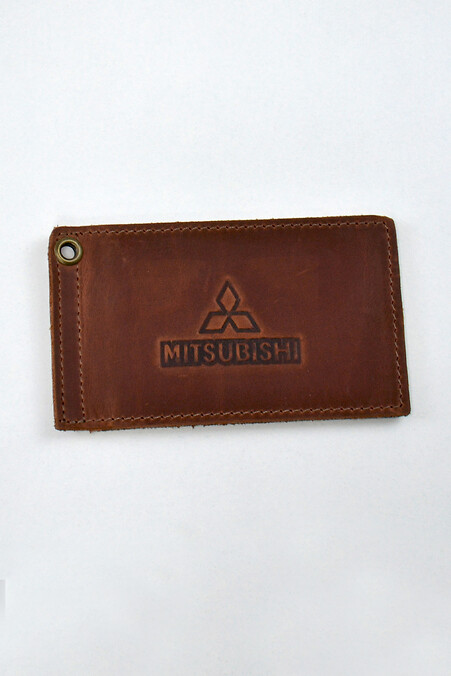 Leather cover for MITSUBISHI driver's documents. Wallets, Cosmetic bags. Color: brown. #8046179