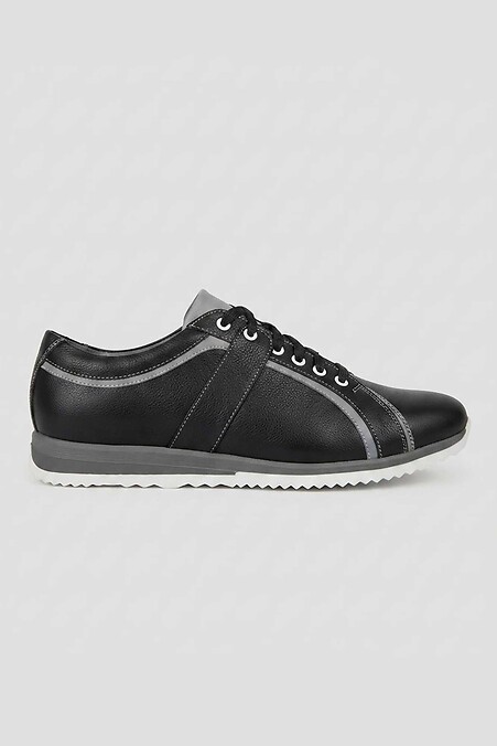 Dark leather men's sneakers - #4207181