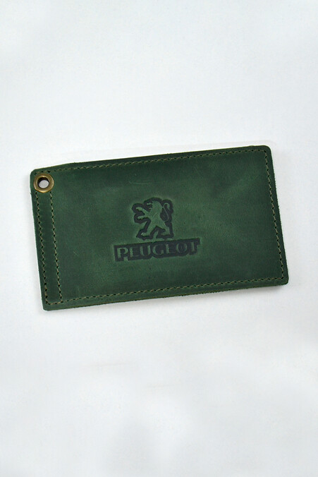 Lederhülle für PEUGEOT-Fahrerdokumente. Brieftaschen, Kosmetiktaschen. Farbe: grün. #8046185