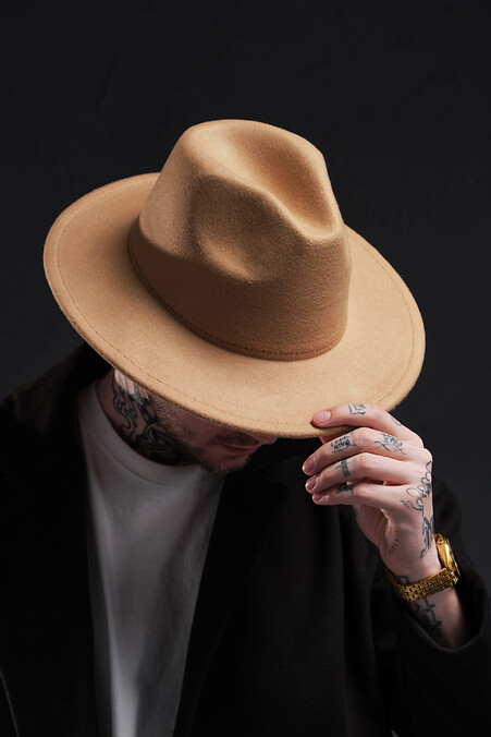 Without Fedora Beige Man Hat - #8049185