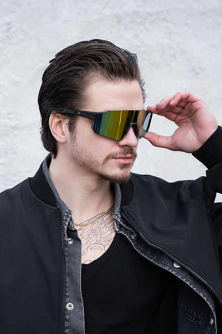 Stylish Polarized Sunglasses Visor Black & Yellow - #8056185