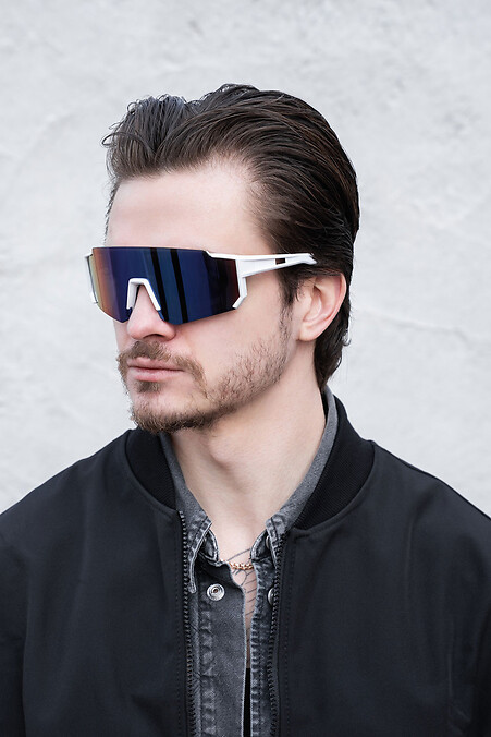 Стильные Солнцезащитные Поляризационные Очки Visor White&Purple - #8056186