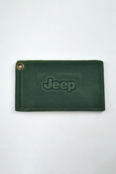 Кожаная обложка на водительские документы JEEP. Кошельки, Косметички. Цвет: зеленый. #8046195