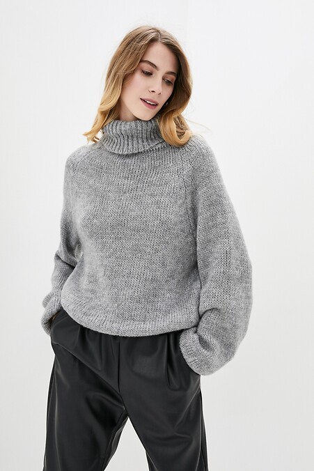 Zimowy sweter damski. Kurtki i swetry. Kolor: szary. #4038203