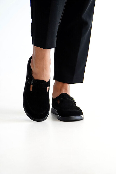 Жіночі замшеві туфлі чорного кольору. Туфлі. Колір: чорний. #4206206