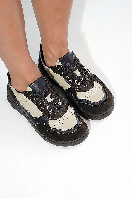 Жіночі кеди з широким носком, шоколад - #4206207