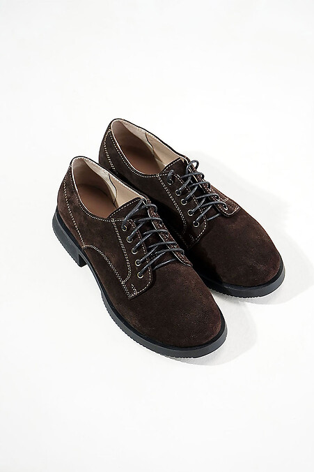 Women's chocolate colored lace-up shoes - #4206208