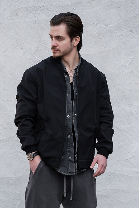 Мужская Куртка Ветровка Бомбер Softshell Black - #8056209