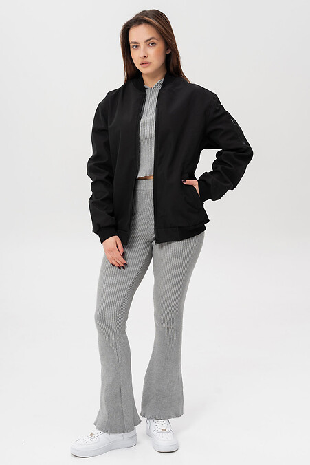 Women's Softshell Bomber Jacket Windbreaker Black - #8056210