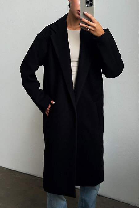 Женское Длинное Пальто Демисезонное 26 Black - #8056212