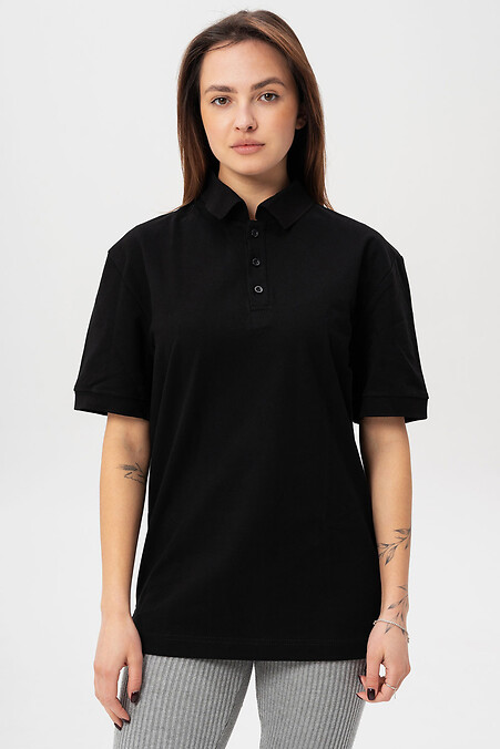 Женская футболка Поло С Пуговицами Тенниска Polo Black - #8056214