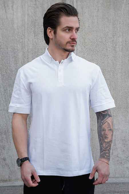 Мужская футболка Поло С Пуговицами Тенниска Polo White - #8056215