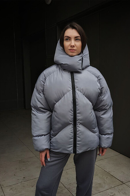 Women's winter oversized down jacket Quadro. Outerwear. Color: gray. #8031217