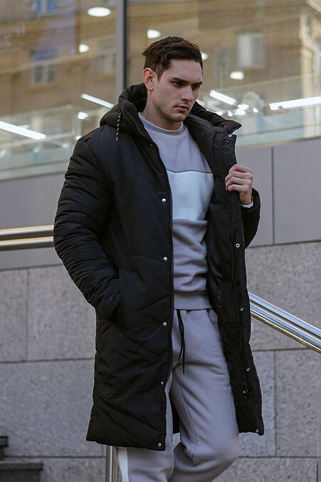 Men's winter parka jacket quilted GEOMETRY. Outerwear. Color: black. #8031219