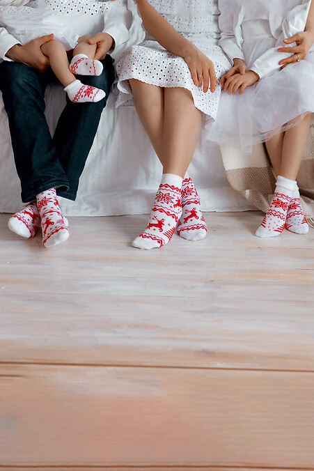 Семейный набор новогодних носочков (3 пары). Гольфы, носки. Цвет: белый. #2040220