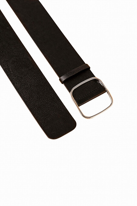 Женский широкий пояс из натуральной кожи, черный. - #3300220