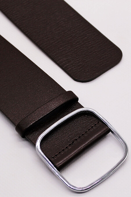 Breiter Damengürtel aus echtem Leder, braun - #3300221