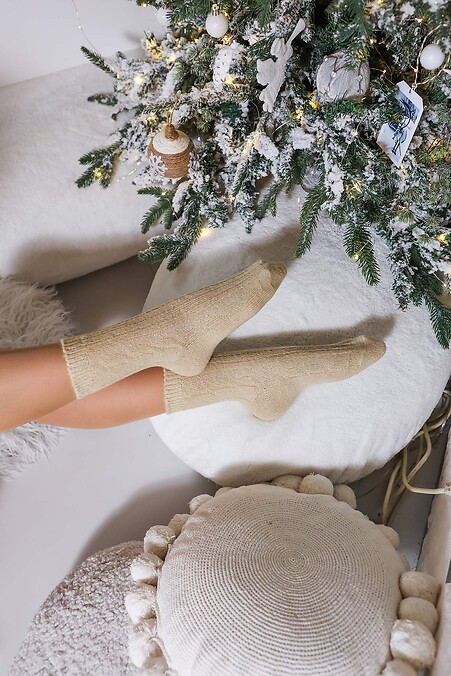 Beige merino wool socks - #2040225