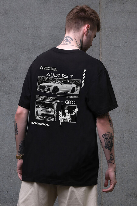 Мужская футболка оверсайз Without с принтом Audi RS7 Black - #8056225