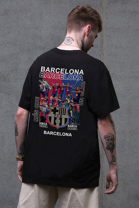 Мужская оверсайз футболка Without с принтом Barcelona Black - #8056227