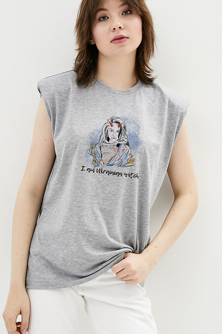 T-shirt Ukrainian witch. T-shirts. Color: gray. #9000229