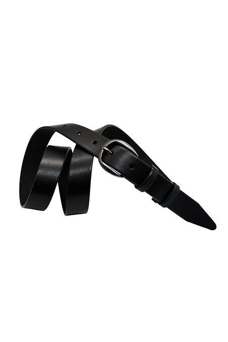 Women's black belt made of genuine leather - #3300230