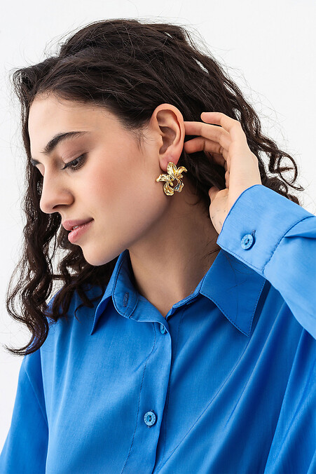 Women's earrings in the shape of ginkgo biloba leaves, gold. Women's jewelry. Color: yellow. #4515231