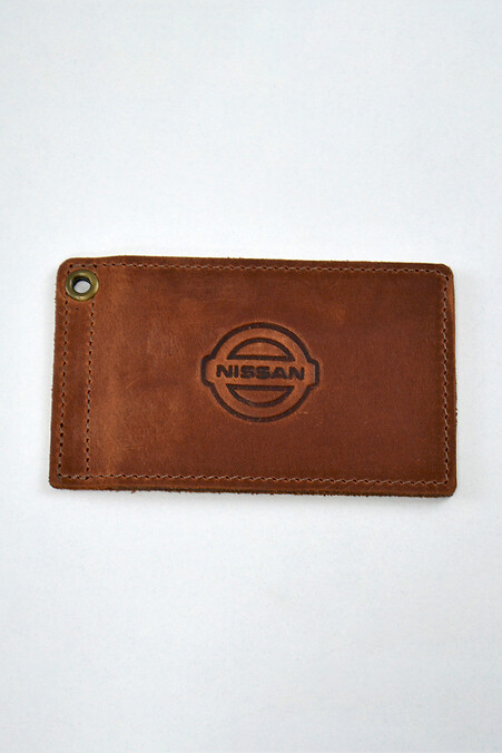 Leather cover for NISSAN driver's documents. Wallets, Cosmetic bags. Color: brown. #8046231