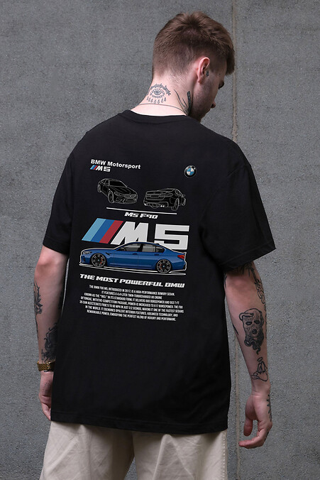 Męska koszulka oversize Without z nadrukiem BMW M5 F90 Black - #8056231