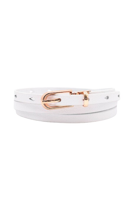 Women's white belt made of genuine leather. - #3300234