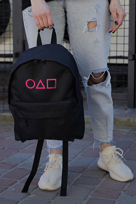 Freizeit-Schulrucksack für Mädchen Without Compact mit Druck Squid Game Schwarz - #8055237